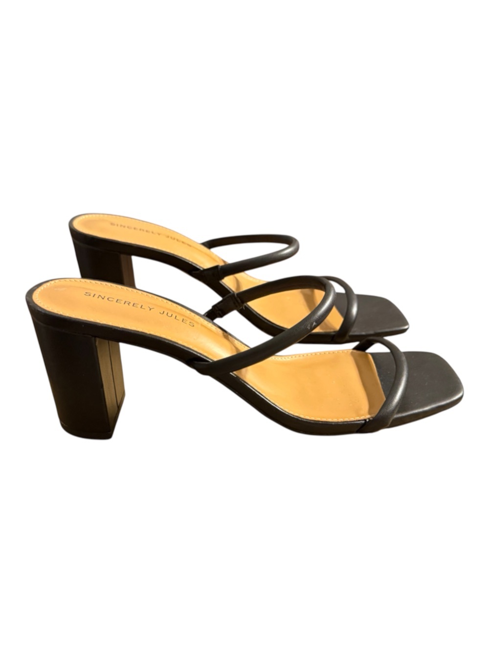 Sincerly Jules Black Minimalist Strappy Block Heels
